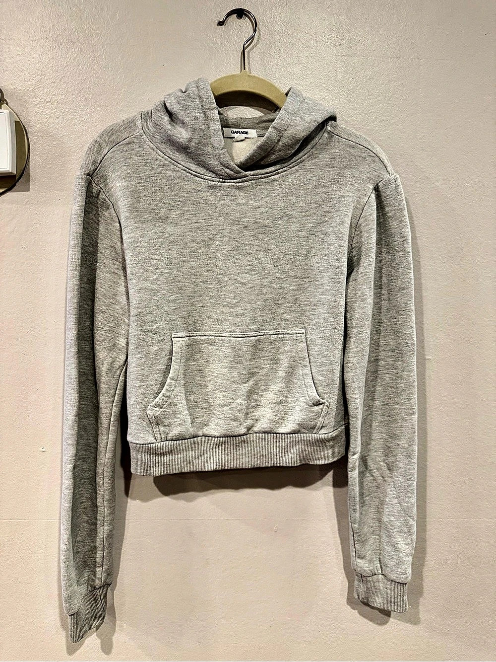 Garage Crop Hoodie Gray Cowl Neck Hoodie Medium